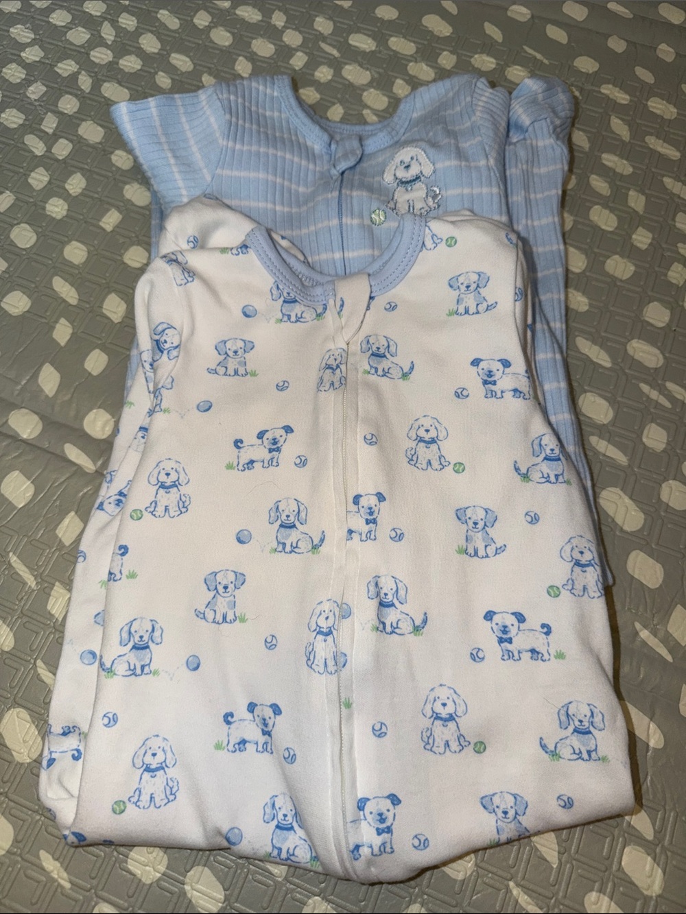 Little Me Light Blue Puppy-Print Two Pack One Piece Sleeper Footie Pajamas